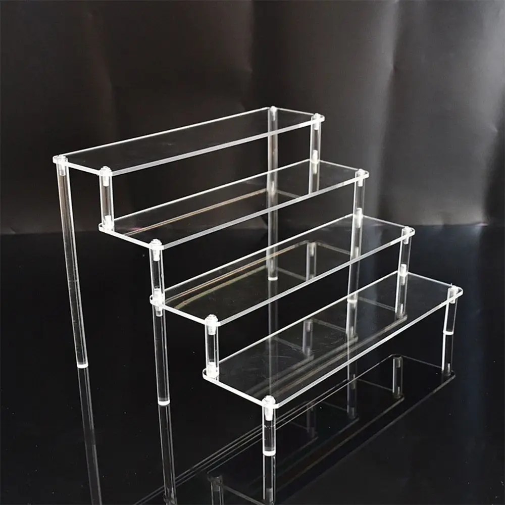 Acrylic Display Stand Pottery Storage Rack Doll Clay Figurine Display Stand Transparent Ladder Makeup Organization Shelf Store