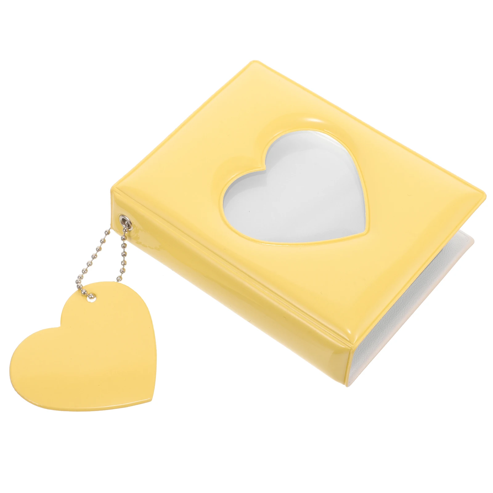 

3 Inch Photo Album Hollow Heart Mirror Single Grid Yellow Mini Photocard Binder Small Album Storage Holder Sturdy Photo
