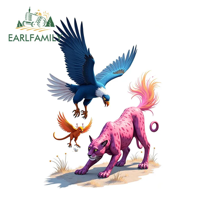 EARLFAMILY النسر ليوبارد الكرتون ملصقات السيارات دراجة نارية الزجاج الأمامي سباق الانجراف مقاوم للماء ملصق حائط من الفينيل باب السيارة Protetcor