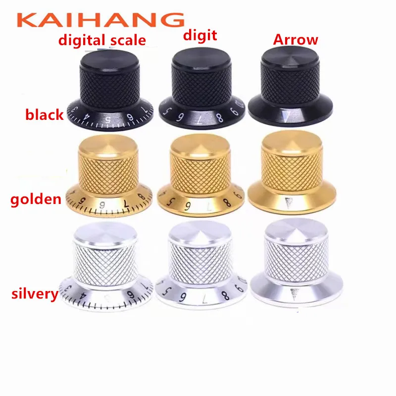 1PCS Aluminum solid core Potentiometer Knob cap Electric guitar volume and tone adjustment knob circular hole 6MM Screw fixation