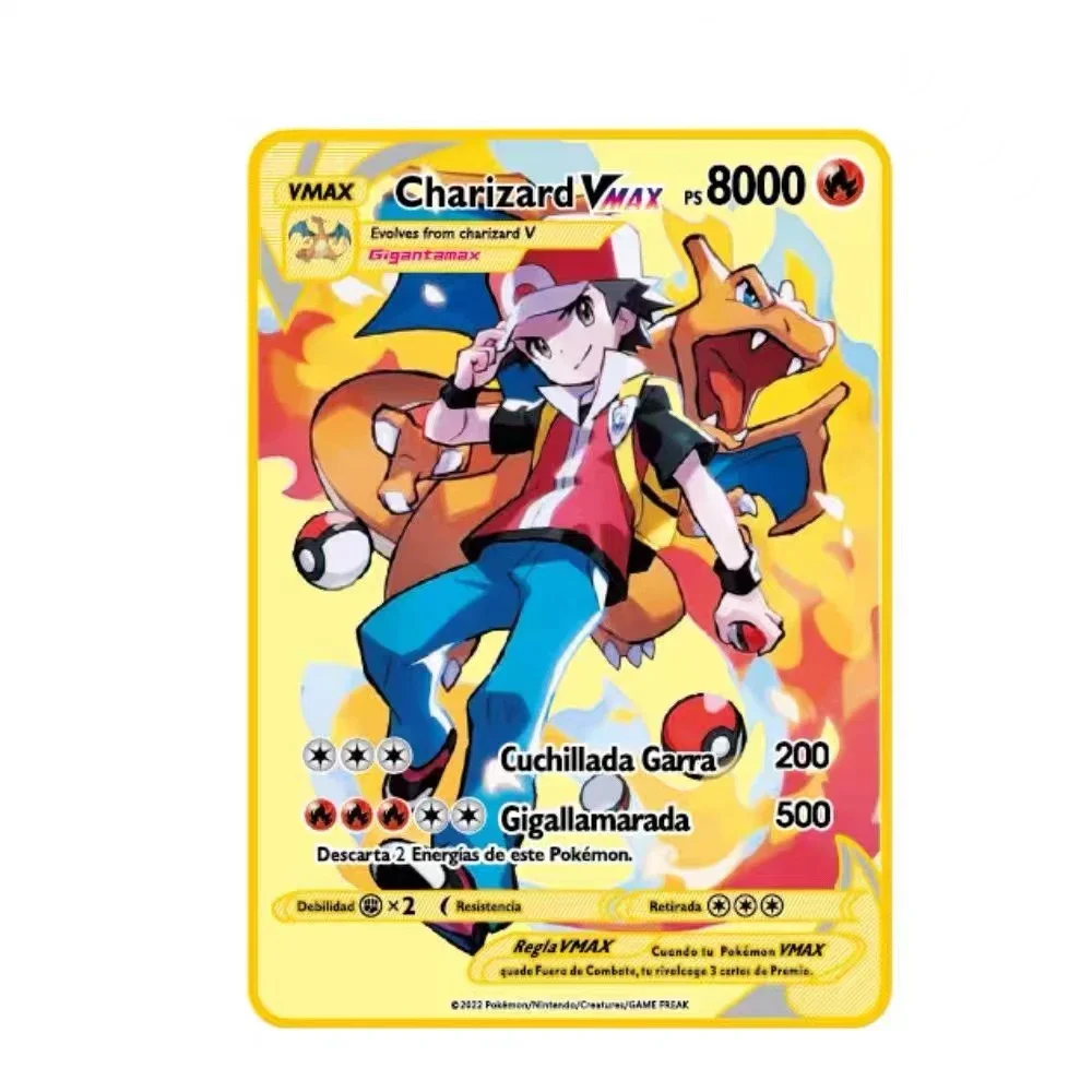 Carte di metallo inglese tasca mostro lettera tasca mostro Carta di ferro Mewtwo Pikachu Gx Charizard Vmax Carta da collezione regali