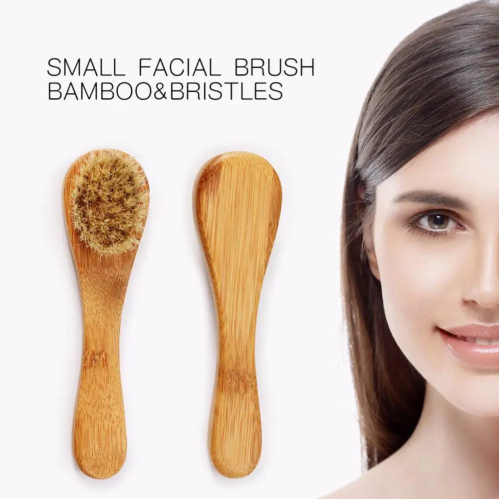 Face Cleansing Brush Soft Natural Bamboo Hair Facial Cleansing Massage Portable Wash Deep Clean Face Beauty Skin Care Brush TSLM