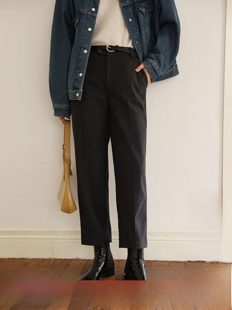 

Retro High Waist Loose Slimming Cigarette Pants Women's Casual Trousers Spring Season Nine Points Pants Versatile Commute Sle