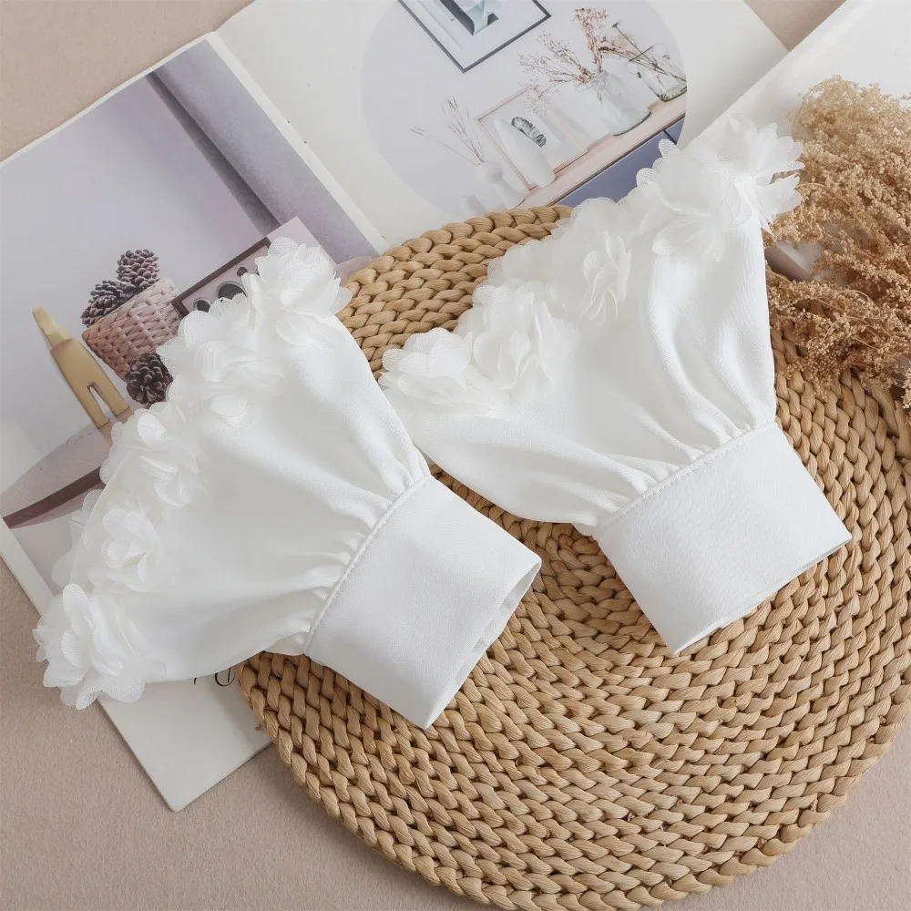 

1 пара романтических белых накладных манжет с рюшами, съемные, расклешенные, дышащие, для женщин