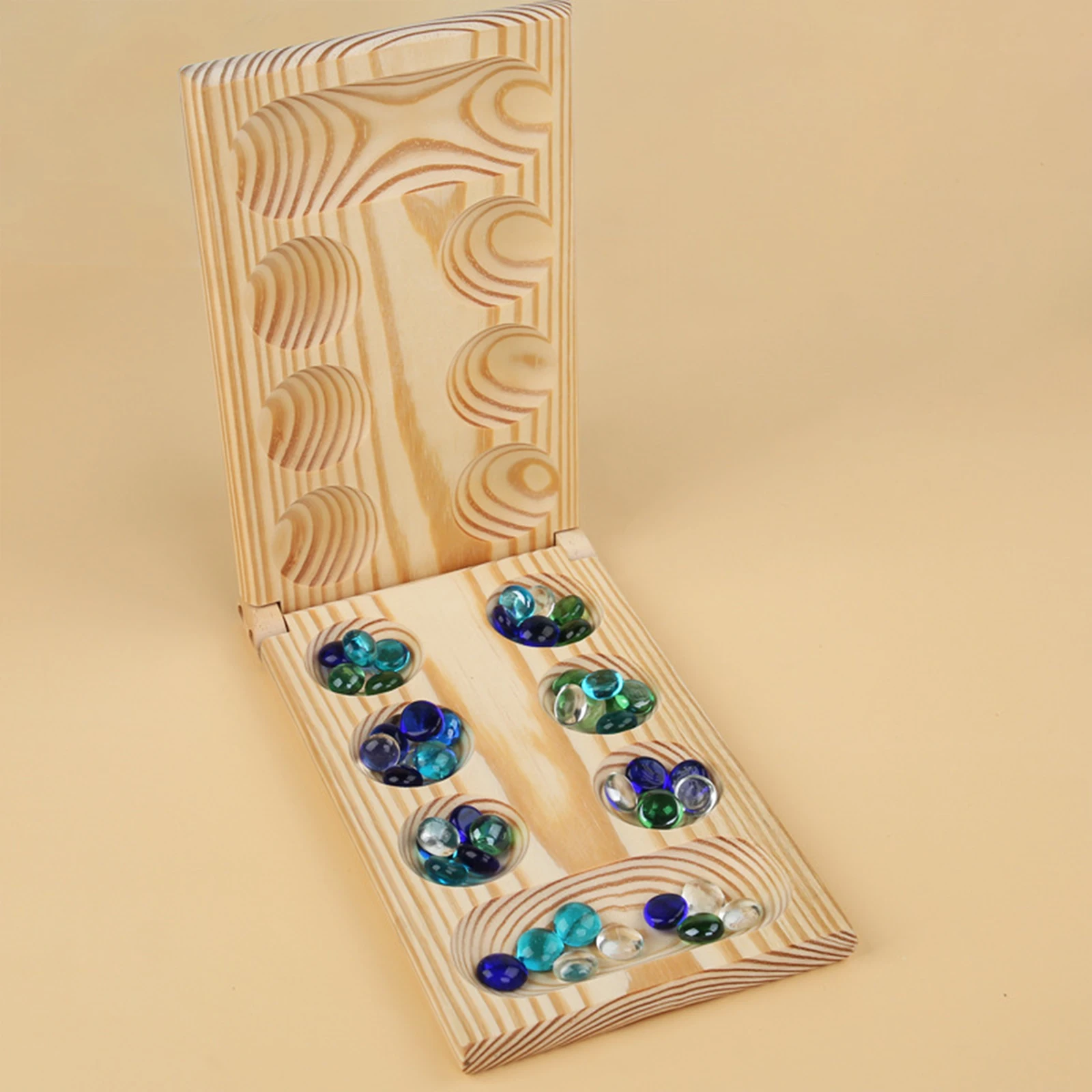 Mancala Board Game Multi Color Beads Classic Improve Planning Skills Collapsible,Party Supplies Family Games Ages 7 Up Board Gam