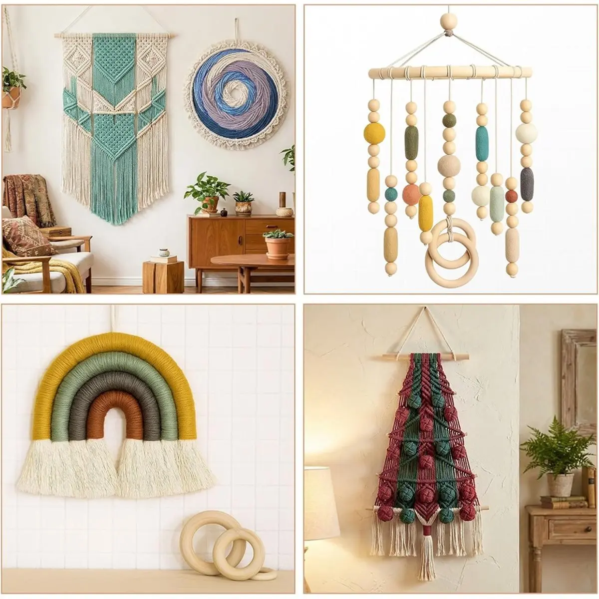 268 Pcs Macrame Kits for Adults Beginners Weaving Supplies with Macrame Cord for DIY Plant Hangers Wall Hangings