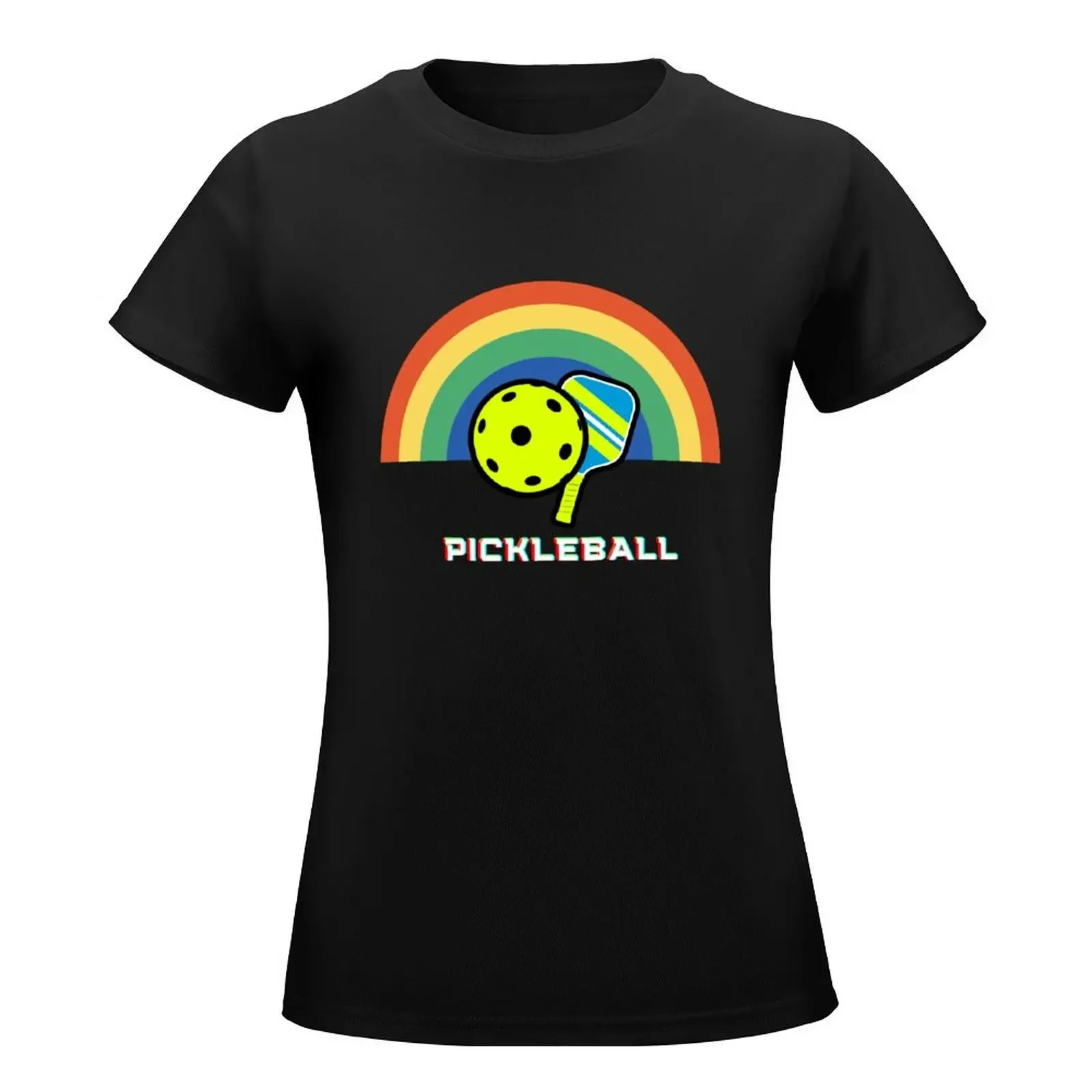 pickleballand rainbow T-Shirt summer tops tees tops Womens clothing