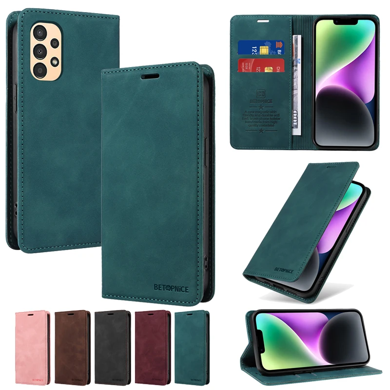 Flip Cover Card Slot Holder Magnetic Cover For Samsung Galaxy A54 A34 A24 A14 A04 A73 A53 A33 A23 A13 5G 4G Leather Wallet Cases