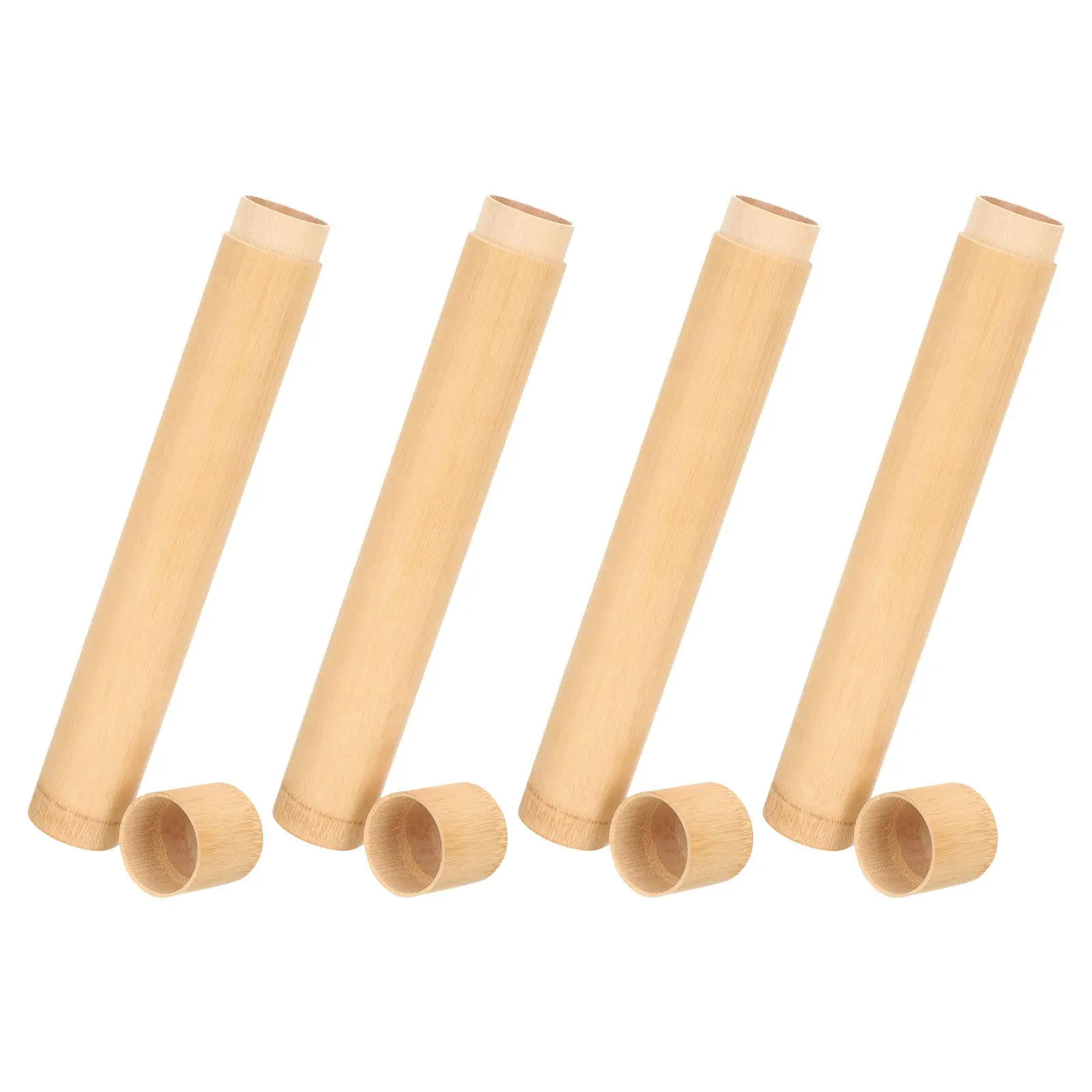 Bamboo Toothbrush Holder Set 4pcs – Portable Dustproof Travel Case for Bathroom & Outdoor Use