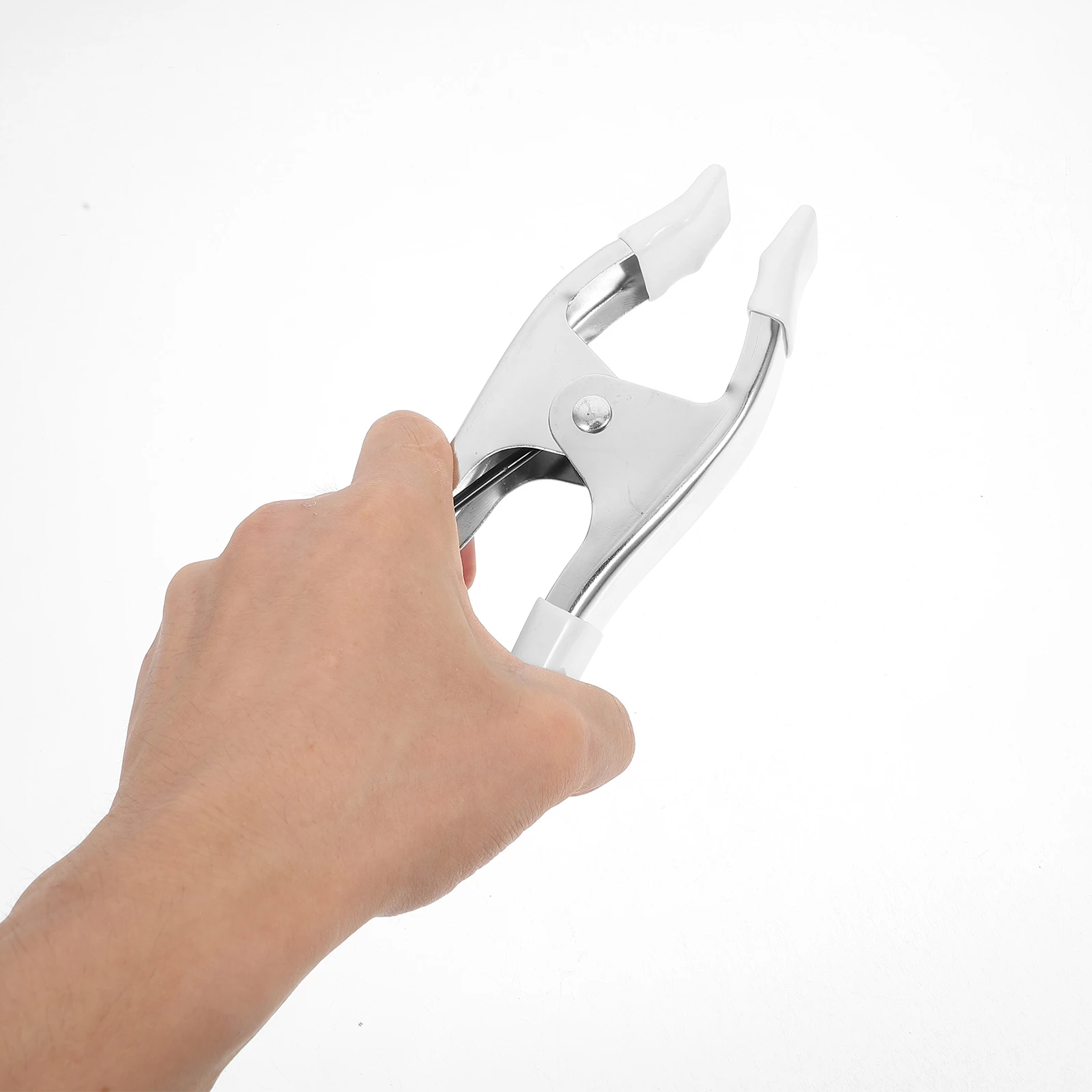 Abrazaderas en forma de A niqueladas, Clips de resorte resistentes de 6 pulgadas para soporte de fondo, Hardware de Metal protegido de PVC artesanal