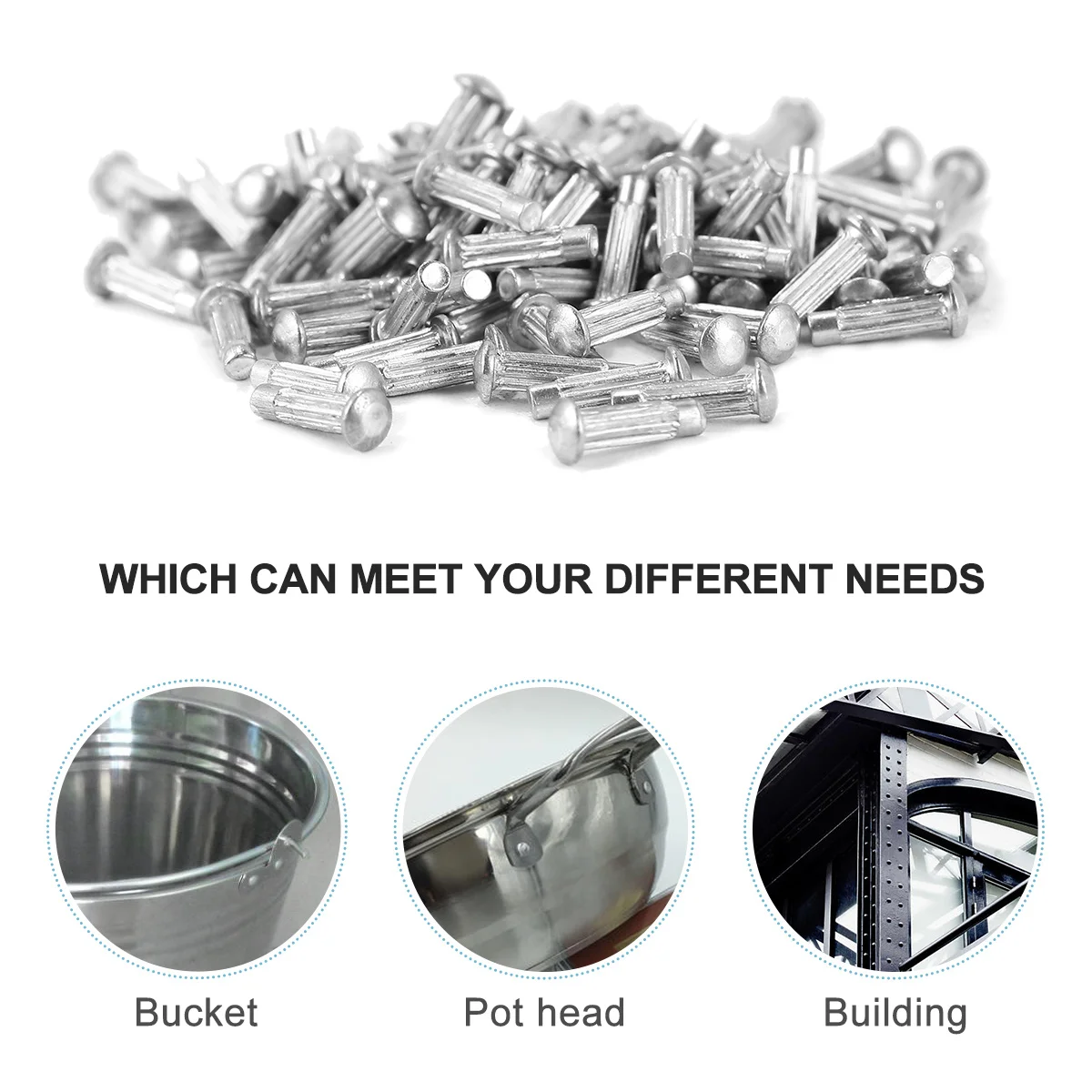 

1500pcs Solid Rivets Aluminum Alloy Rust Proof Wear Resistant For Signage Installation Round Knurled Fixed Rivets Durable