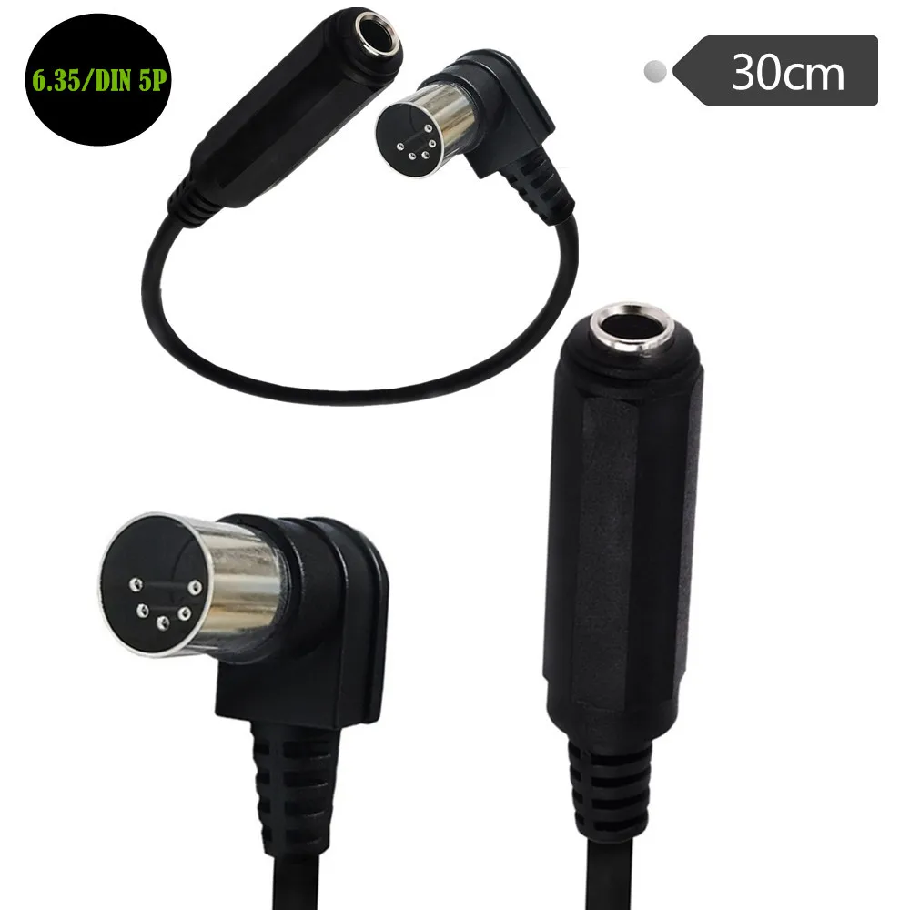 6.35mm Female TRS to 90 Angle DIN 5 PIN MIDI Cable Adapter for Speaker, Amplifier Mixer MIDI Keyboard Synthesizer Guitar Connec