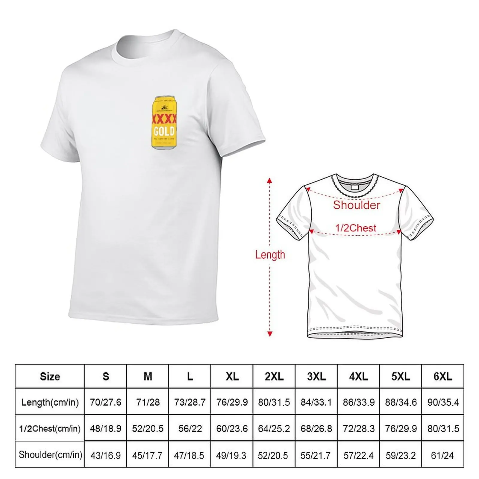 Hand-drawn XXXX Gold can T-Shirt t shirts for man pack white t shirts for man graphic tees T-Shirt