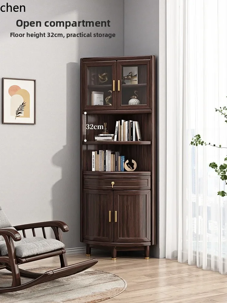 Solid Wood Corner Cabinet Purple Sandalwood Simple Living Room Triangle Storage Rack Modern Bedroom Corner Storage Cabinet