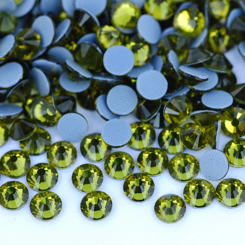 PUBRILEX Olivin-Glas Hotfix-Kristalle Flache Strasssteine Zum Aufbügeln Diamantsteine Für Handarbeiten Kleiderdekoration – Detail 3