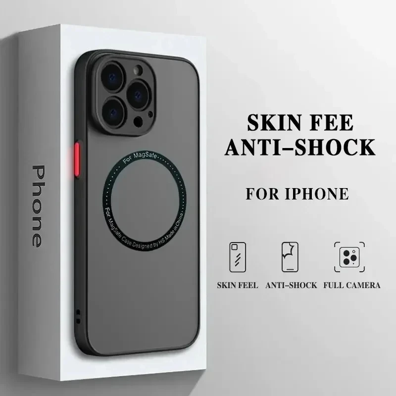 Funda blindada magnética para carga inalámbrica Magsafe, compatible con iPhone 16, 15, 14, 13, 11, 12 Pro Max, 13 Mini, 14 Plus, cubierta 6