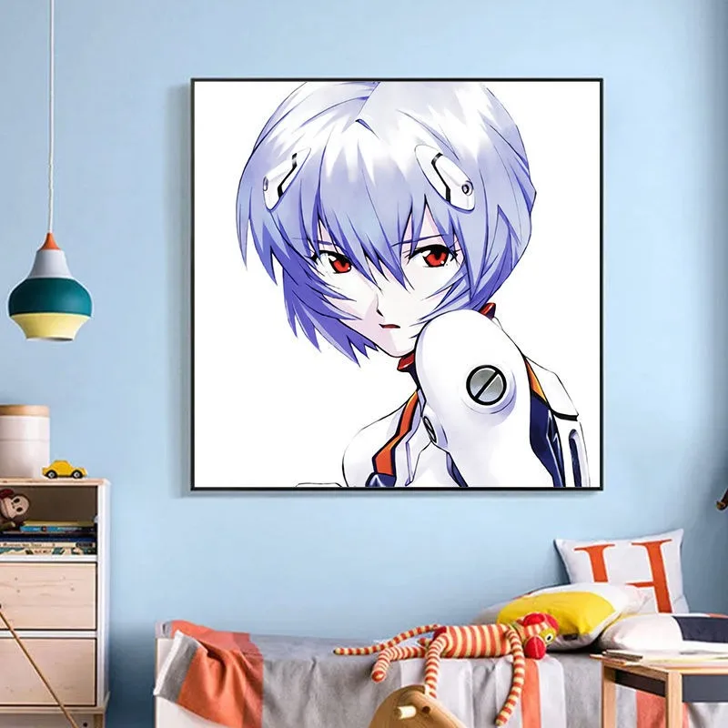 Evangelion (EVA) Ayanami Rei Asuka Shinji Frameless Canvas Core Print HD Anime Poster Decor for Living Room Bedroom Peripheral