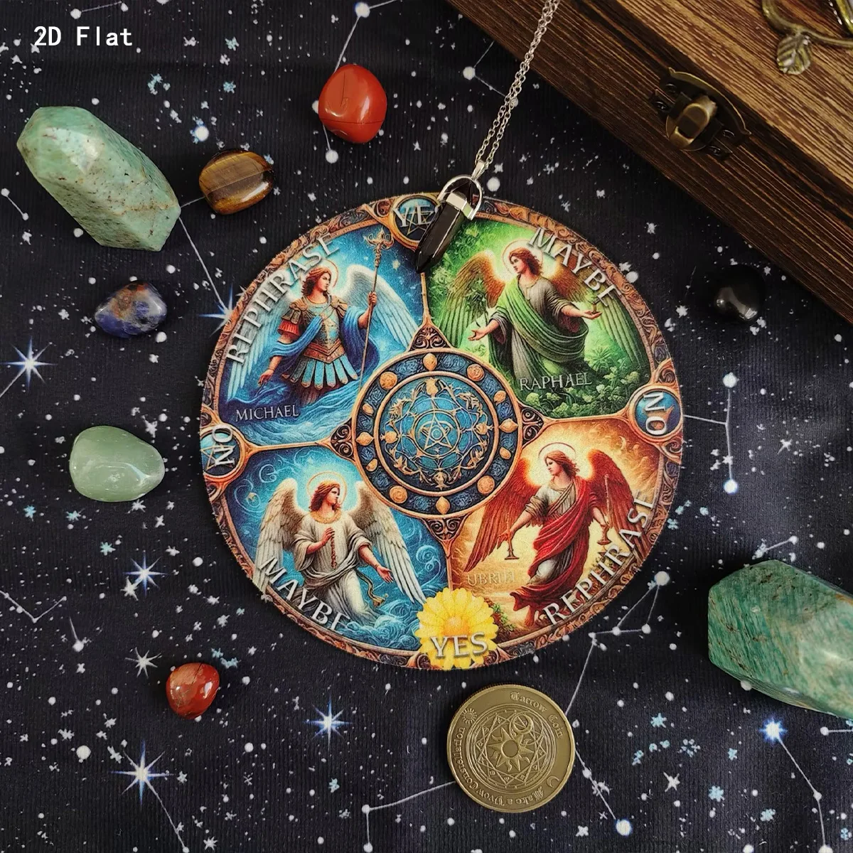 Four Angels Witch Swing Hammer Mat With Pentagram Mental Prediction Pad For Astrology Games & Pendulum Scrying Home Altar Decor