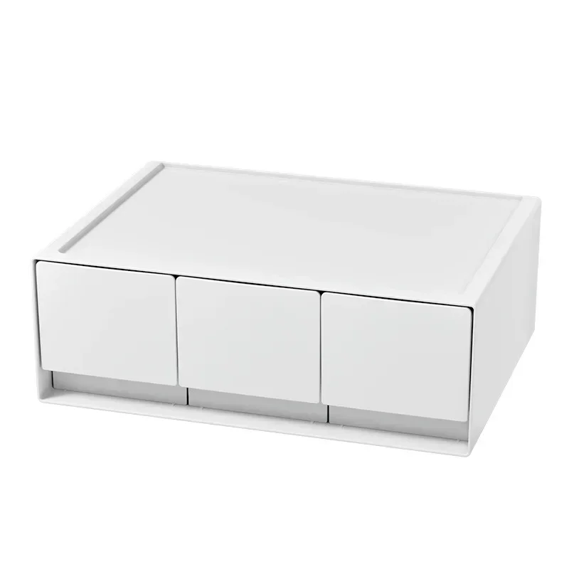 Cajón de almacenamiento blanco apilable, caja de almacenamiento de escritorio para oficina, escuela, artículos diversos, organizador de papelería,