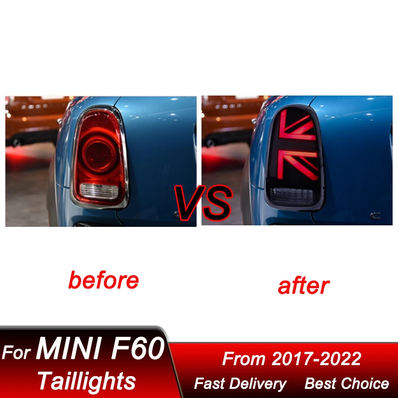 Luzes traseiras de LED para BMW Mini Countryman F60 17-23, atualização com novo estilo, conjunto completo de luzes traseiras de LED com sinal de direção dinâmico.