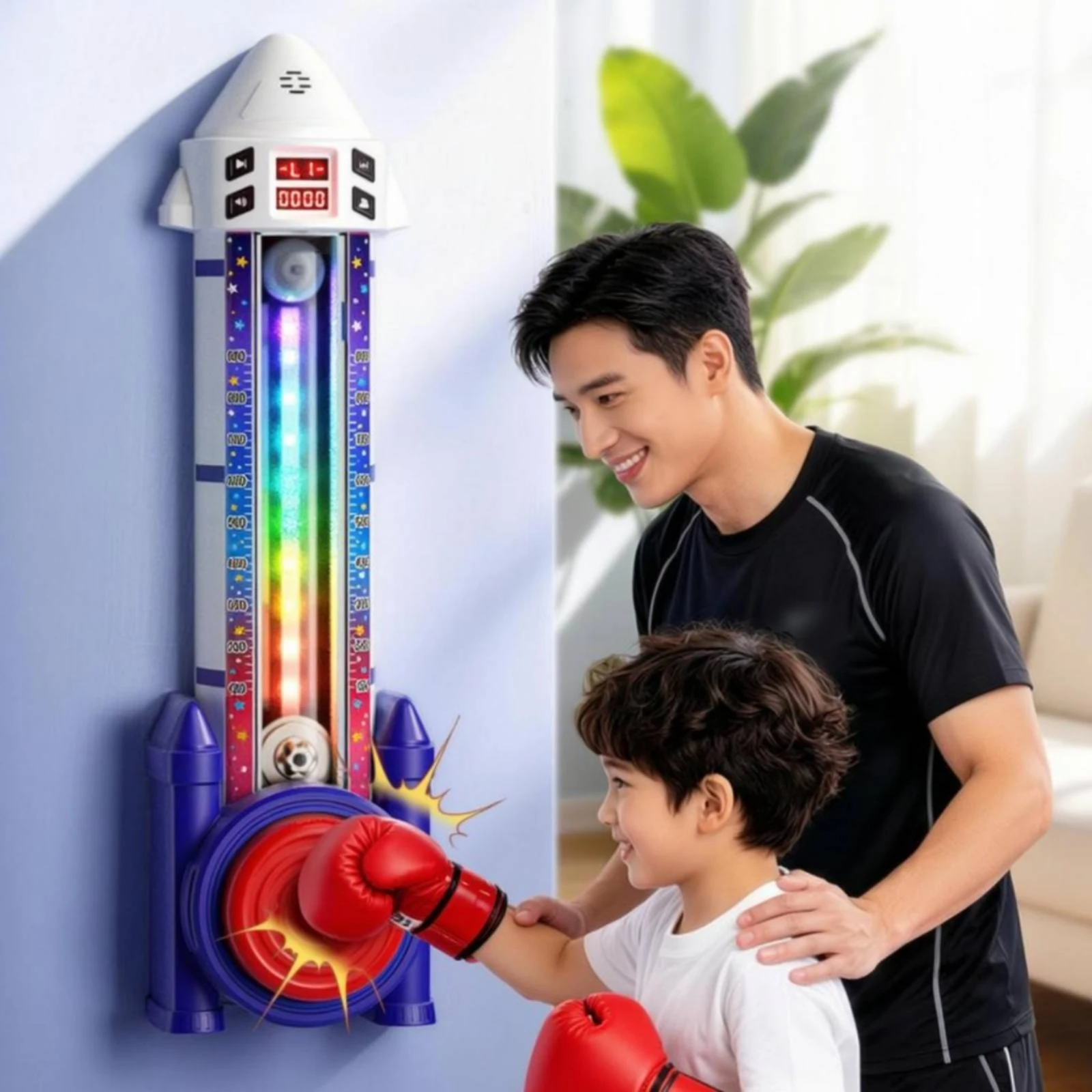Wall-Mounted Boxing Game Machine Light Rhythm Interactive Punching Coach Sports Toy Easy to Clean for Home