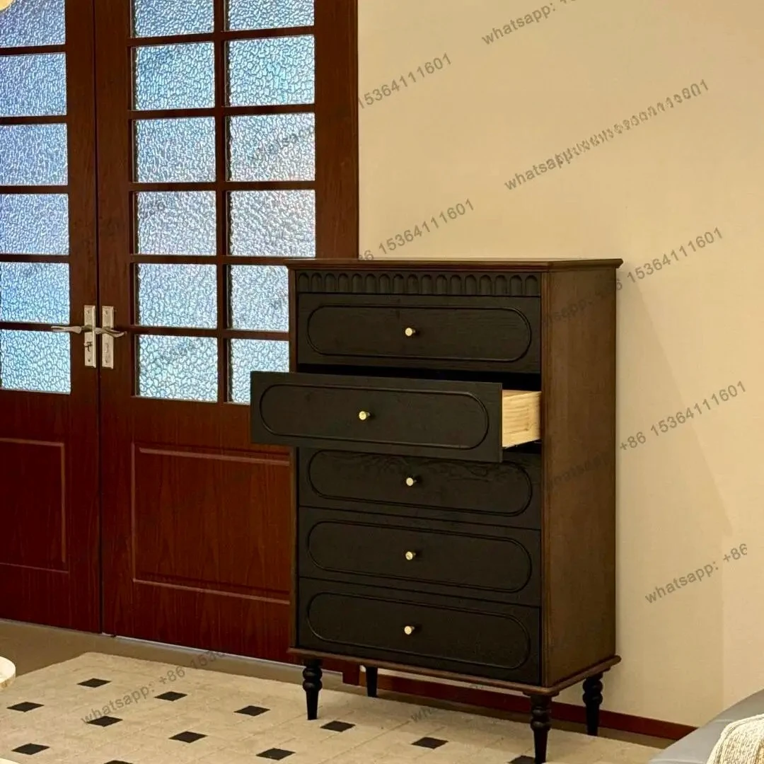 French living room bedroom locker ash wood solid wood retro bedside storage high-end fashion
