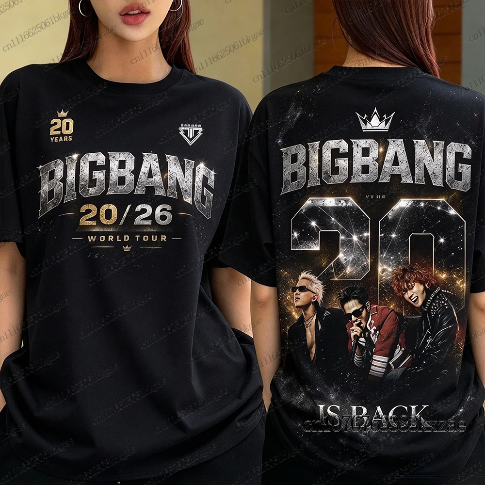 BIGBANG 26-27 World Tour Concert Tshirt For Women Casual Sports T-shirts Fans Gifts Oversized Street T-shirt Y2K Couple Tops
