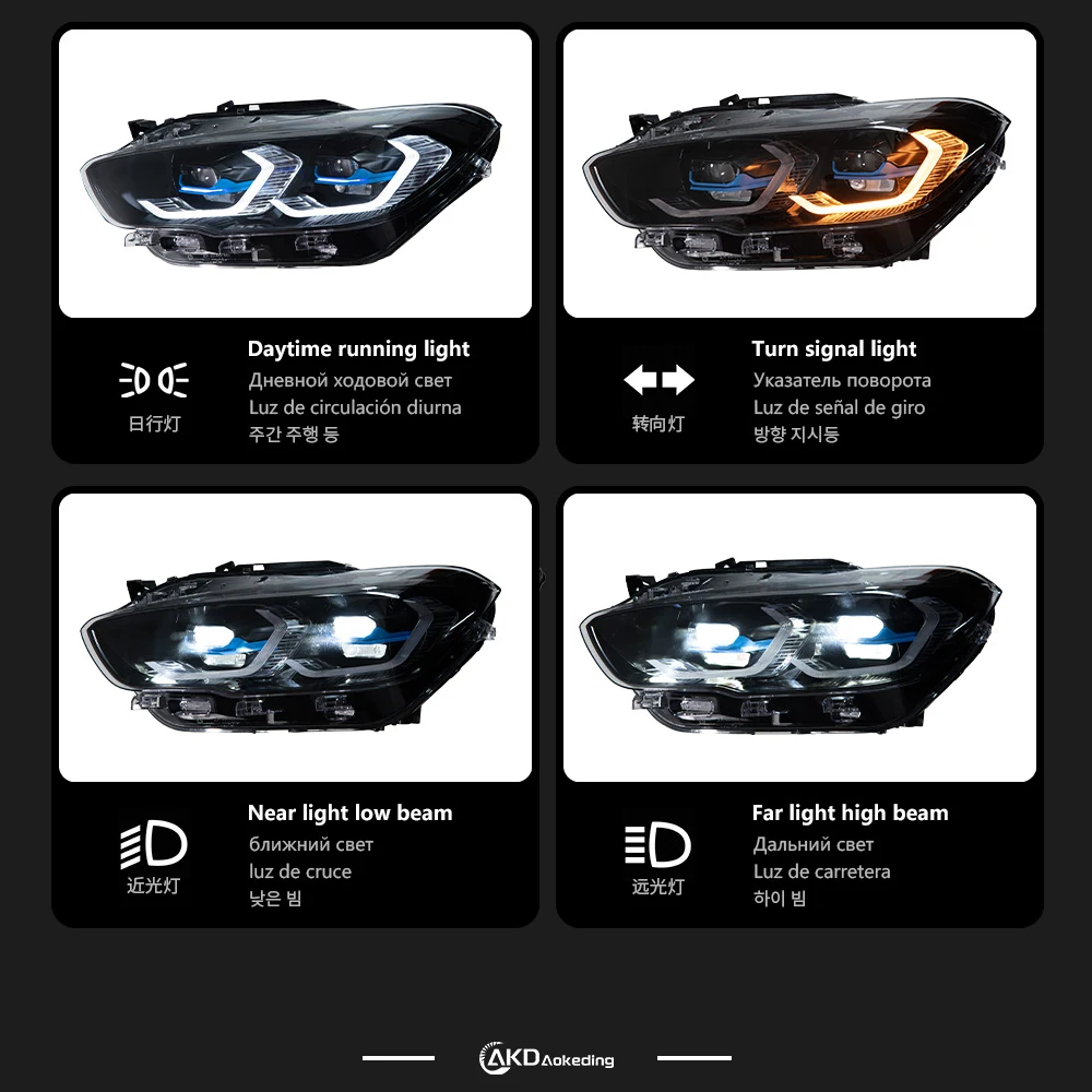 

AKD Car Styling Head Lamp for BMW F20 Headlights 2015-2018 1 Series LED Headlight LED DRL Projector Len Dynamic Auto Accessories