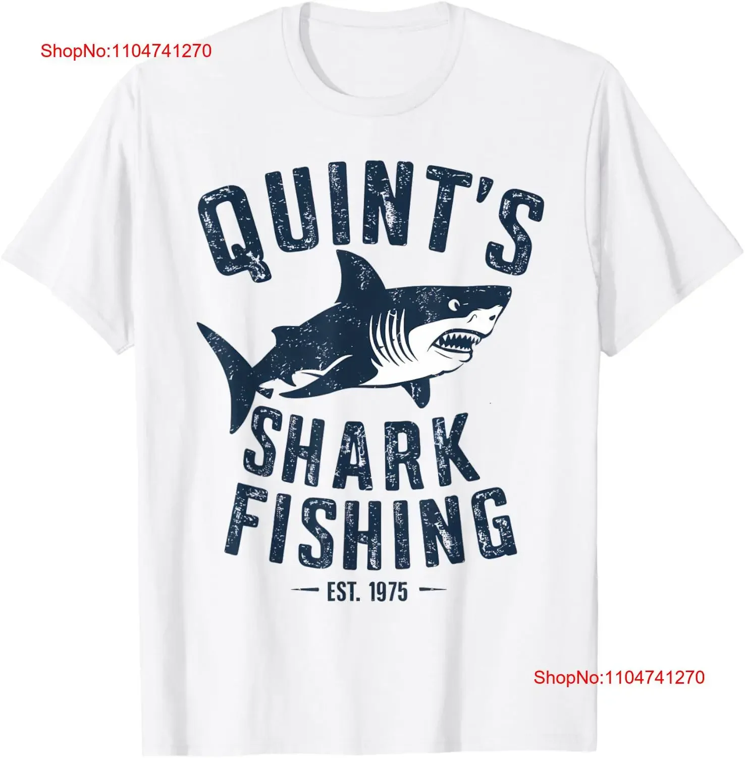 

Vintage Quint's Shark Fishing 1975 Retro T Shirt vintage Washed graphic Stretched Breathable Comfortable Casual