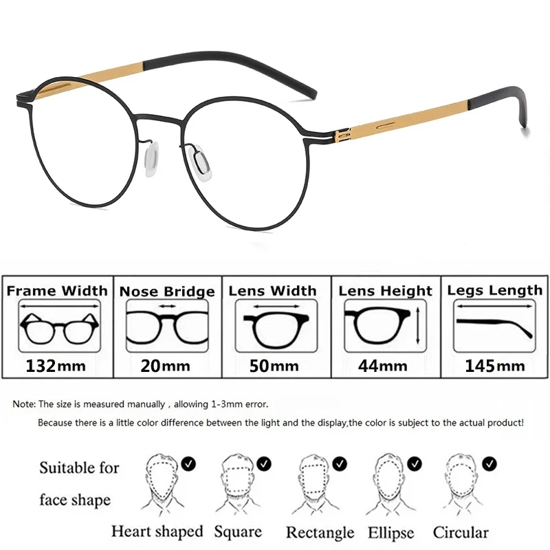Germany Ultralight 7g Round Glasses Frame Men Women Brand Eyeglasses High Quality Screwless Retro Circle Eyewear Spectacles TONA