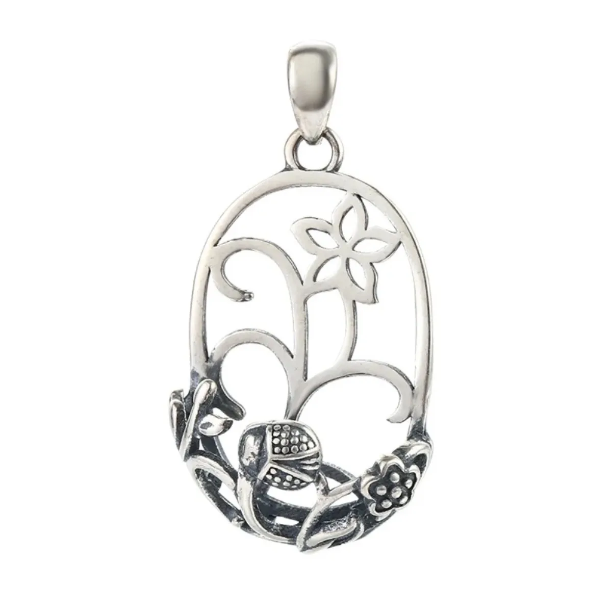 

Основа для кулона в античном стиле из серебра 925 пробы для овальных кабошонов 15x21 мм