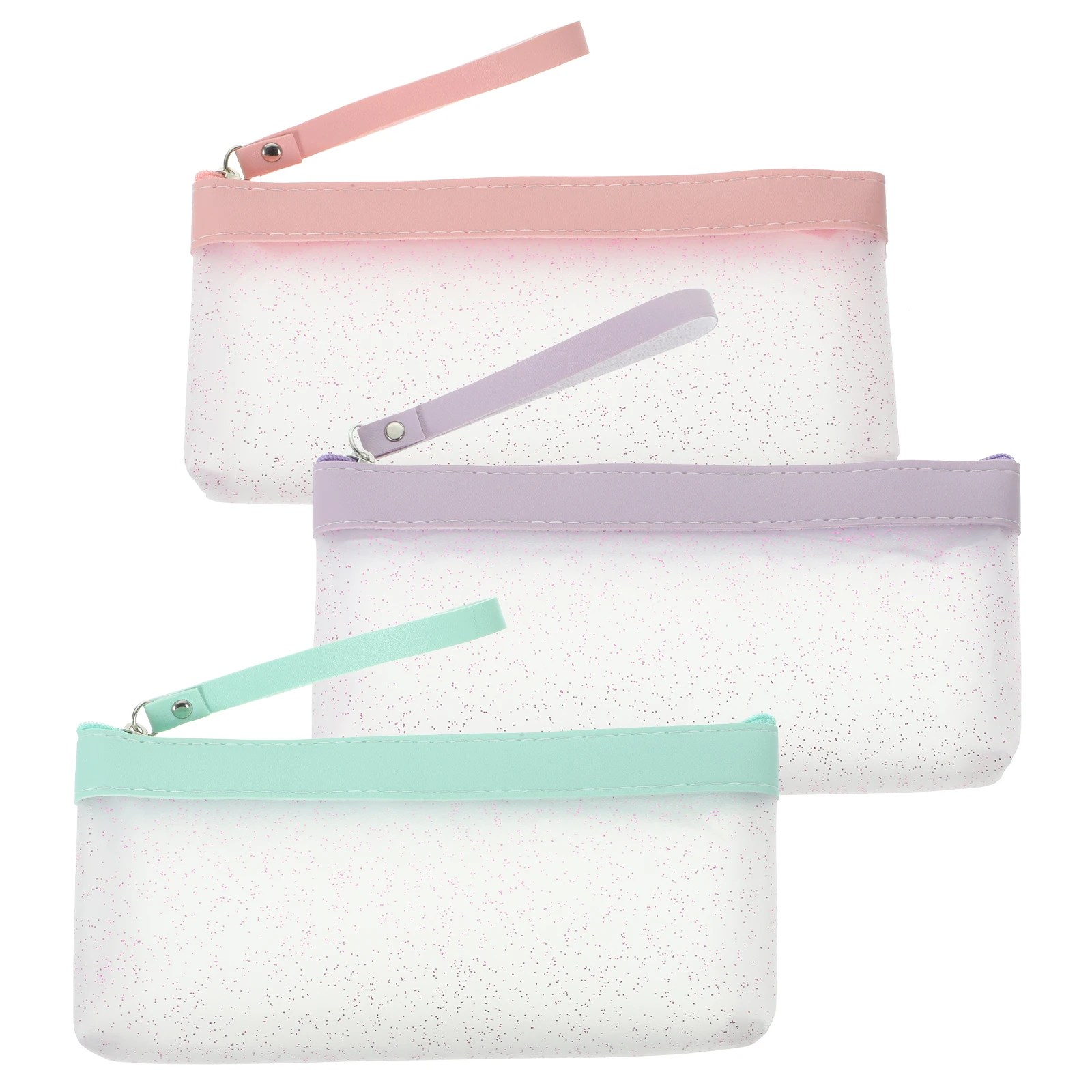 Bolsa de 3 uds con diseño de cremallera antiarañazos, bolsa de almacenamiento ligera de gran capacidad para bolígrafos, organizador de papelería transparente para estudiantes