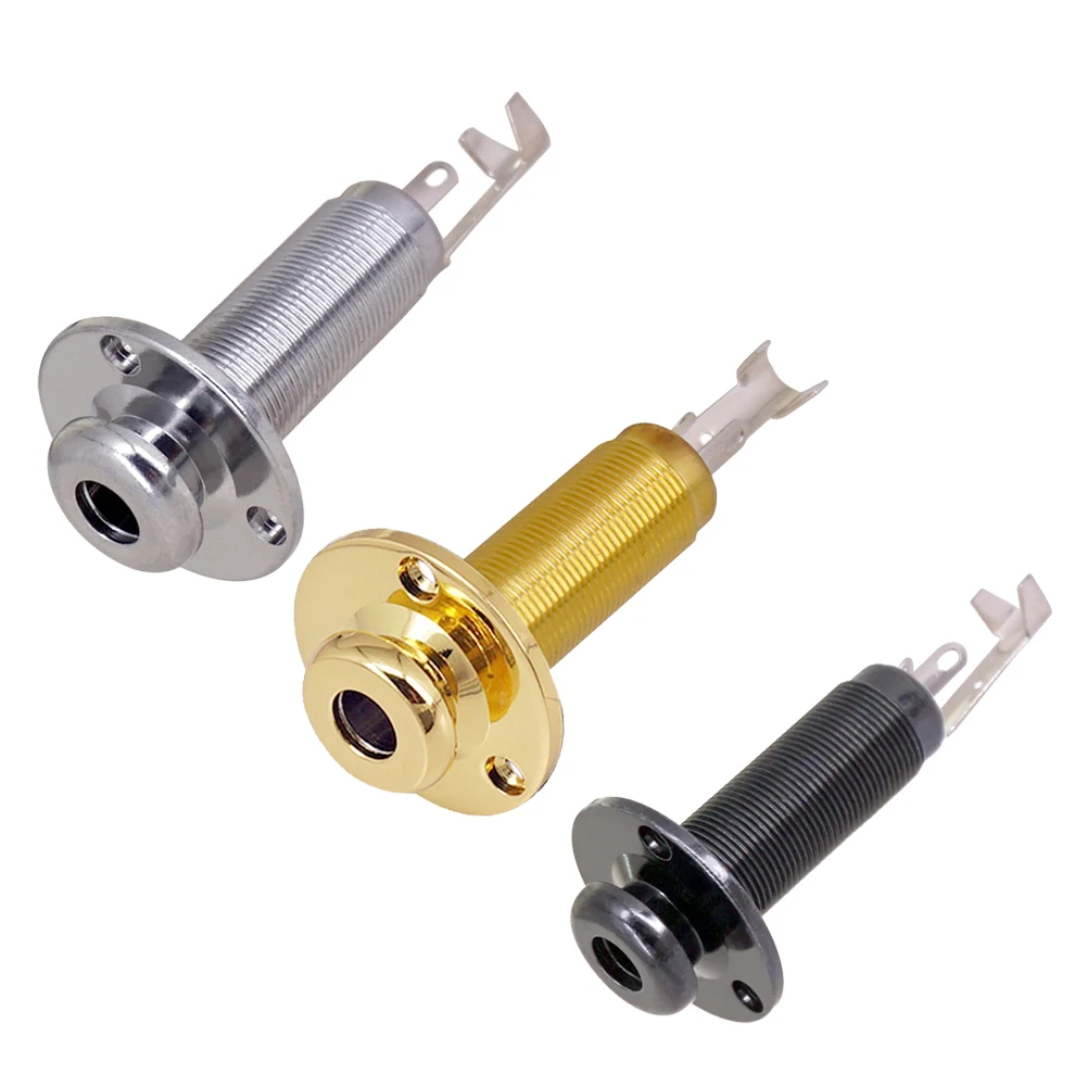 Perfect Tone Acoustic Electric Guitar Stereo End Pin Jacks Socket Plug, 6 35mm Jacks Hole, Rust Proof Design Gold