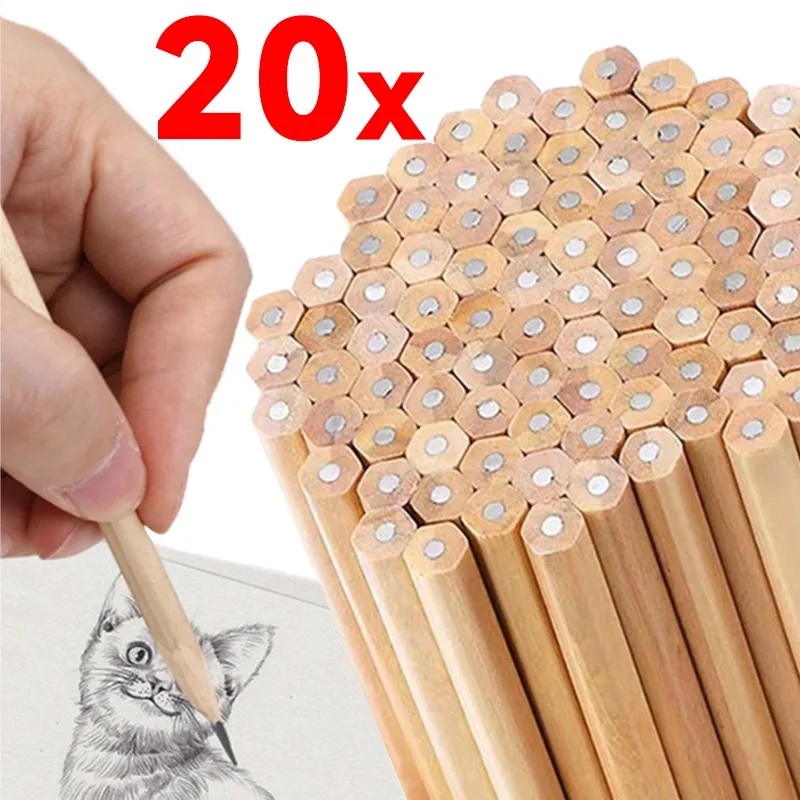 20/15/10/1PCS Hexagonal HB Wooden Pencils Higher Hardness Natural Wood Grain Pencil for Writing Sketching School Office Supplies