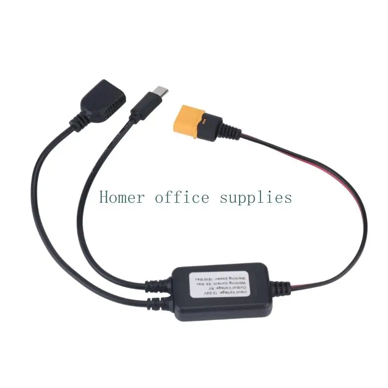 K43B Integrated Power Reduction Cable with Male Model Battery Input, 12-24V to 5V/3A Output, USB-A Female Port, and Male USB End