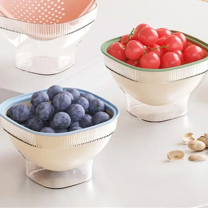 

R66A Compact 2 In 1 Drain Basket System For Efficient Fruit Washing Quick Draining And Intelligent Countertop Organization
