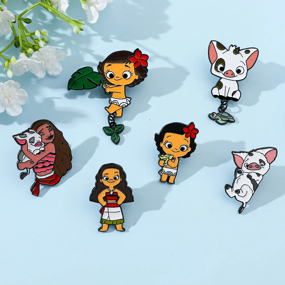 Disney New Movie Moana 2 Brooch Cartoon Creativity Cute Anime Metal Badge Accessories Kawaii Cartoon Alloy Dispensing Pin Gifts