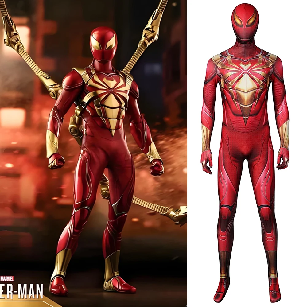 

Костюм Человека-паука: 3D-печатный комбинезон из спандекса Iron Spider Man, костюм супергероя Зентай для взрослых на Хэллоуин