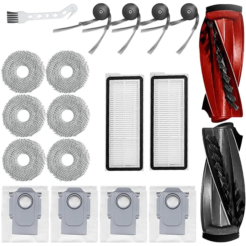 Replacement Accessories Kit For Roborock Qrevo Curve/P20 Pro Vacuum Cleaner,Main Brush,Side Brush,Filter,Mop,Dust Bags