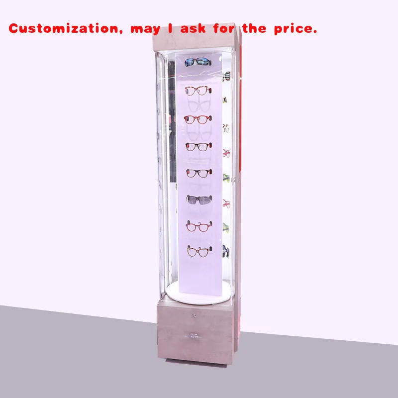 custom.2-Way Side Mirror Sunglasses Display Cabinet Locking Full View Optical Store Eyewear Display Stand