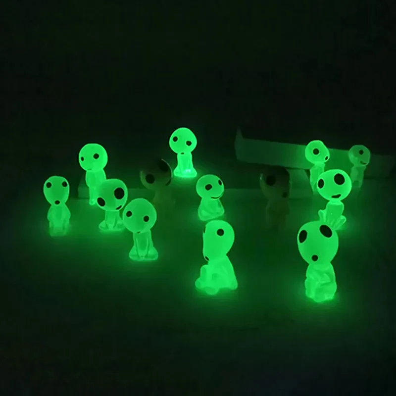 Figuras luminosas de elfos para decoración de acuarios, figuras Kodama que brillan en la oscuridad, adorno para jardín, microflores en maceta, paisaje en miniatura.