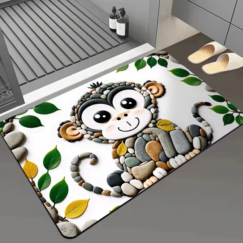 Cartoon Pebble Bathroom Diatomaceous Earth Floor Mat Absorbent Door Mat Entrance Mat Anti Slip Fast Drying Living Room Carpet