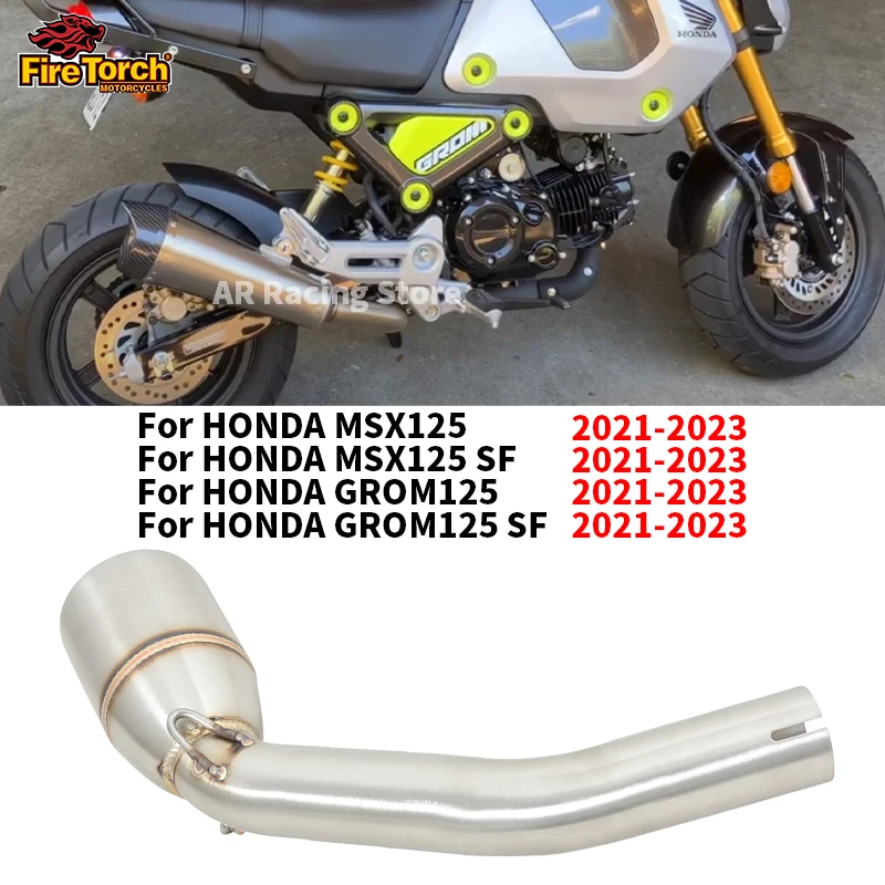 Slip On For Honda GROM125 MSX125 SF GROM 125 2021 2022 2023 Motorcycle Exhaust Escape Moto Systems Modified Mid Link Pipe 50.8MM