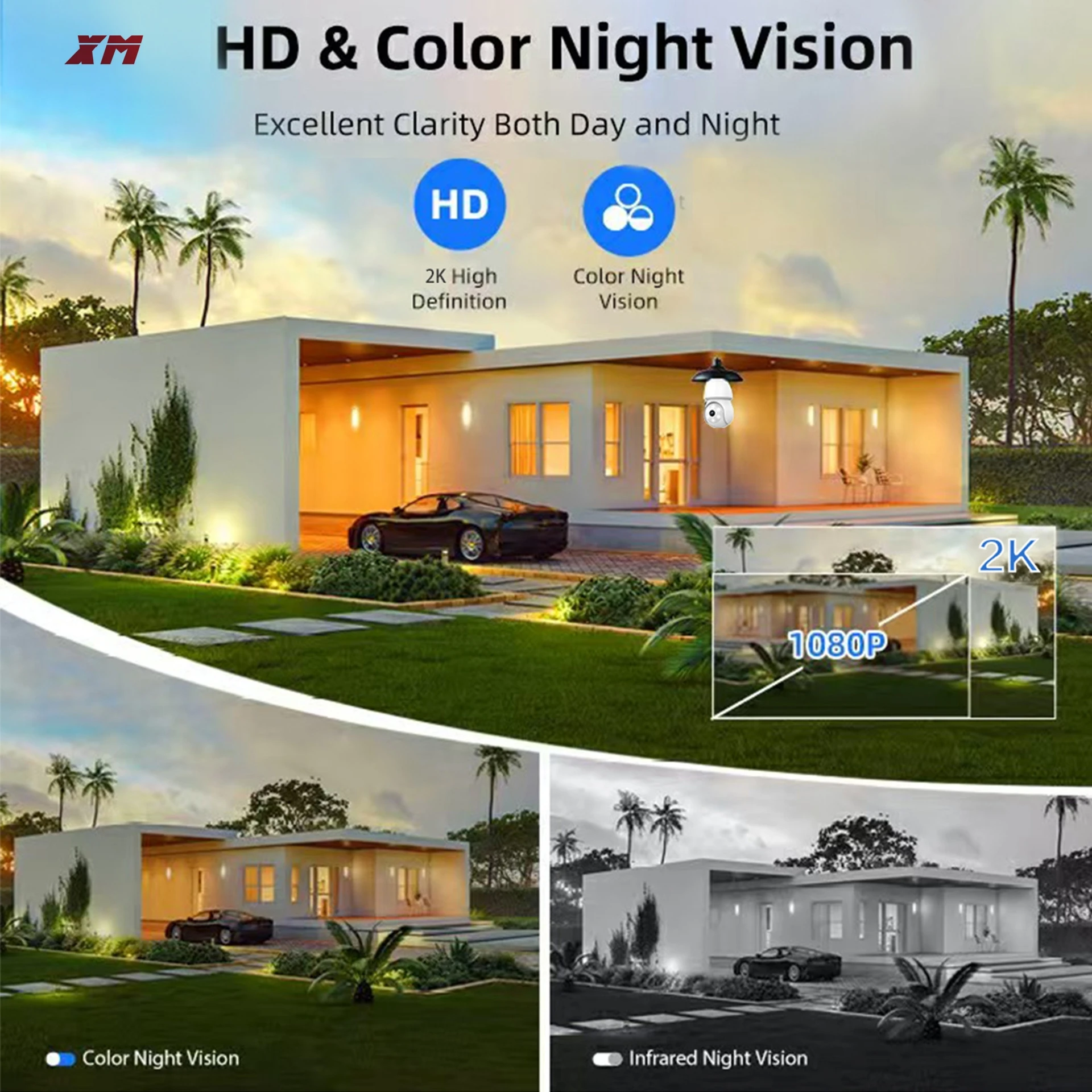 XM ICSee 2MP E27 Bulb WiFi PTZ Network Camera - Home Security with Motion Detect Full Color Night Vision And Video Surveillance