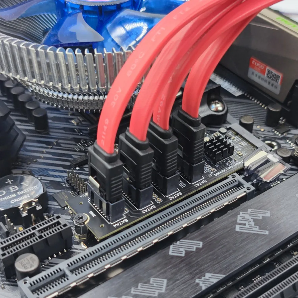 M.2 NVME To 4 포트 어댑터 카드, PCI-E To SATA3.0 확장, 라이저 카드 드라이브 프리 JMB582