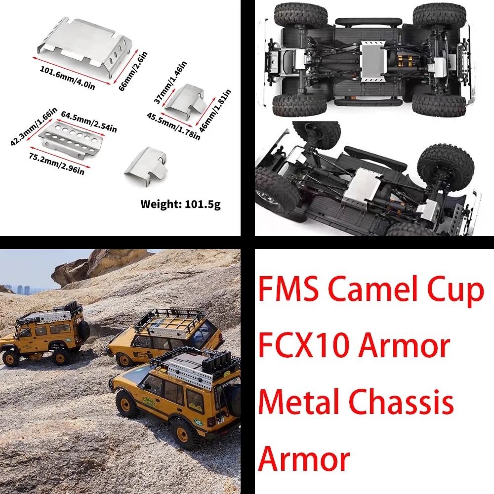 Suitable for FMS Camel Cup Land Rover Armor 1/10 Land Rover FCX10 Armor Metal Chassis Armor Non destructive Installation