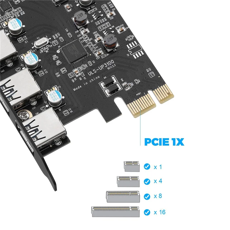 بطاقة أنيقة PCI-E إلى USB 3.0 من النوع C(1) USB A(3 ) بدون مصدر طاقة إضافي بطاقة توسيع PCI Express لنظام التشغيل Windows Mac Pro