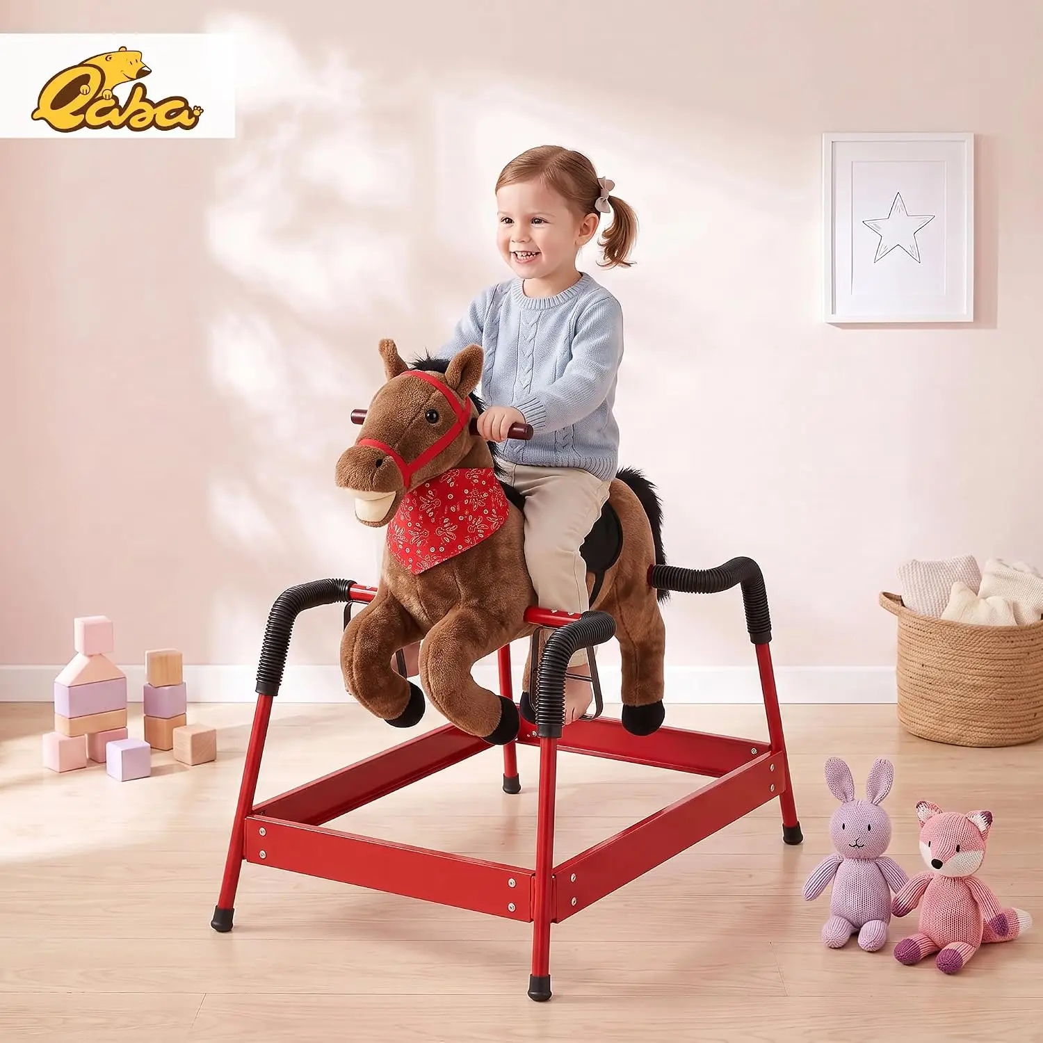 Kids Spring Rocking Horse with Neighing Sounds Ages 3+ Years Brown