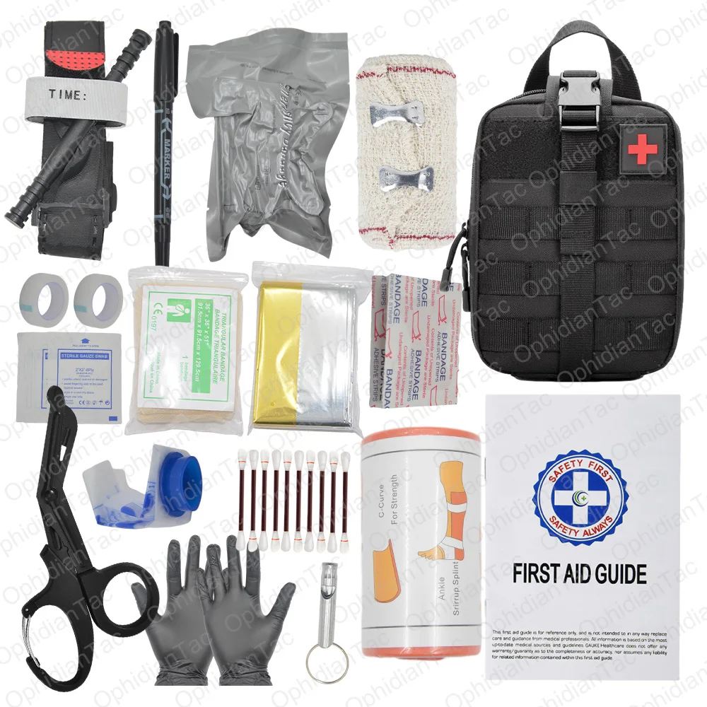 

17 Piece First Aid Kit IFAK Emergency Tourniquet Chest Seal Survival Gear and Equipment Belt Molle Car Travel Hiking