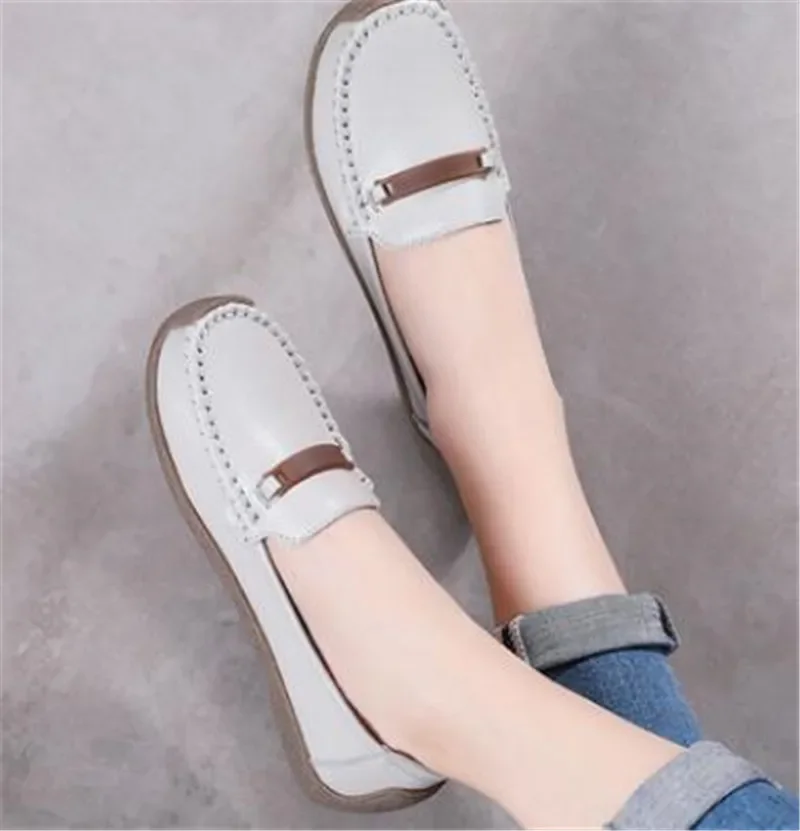 BEYARNE Women Moccasins Genuine Leather Shoes for Woman Slip On Loaders Ladies Casual Solid Flats Female Leisure Spring Footwear